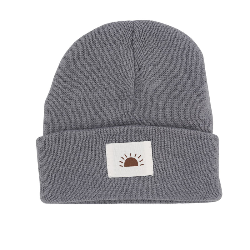 The Baby Cubby Sun Patch Knitted Beanie - Grey
