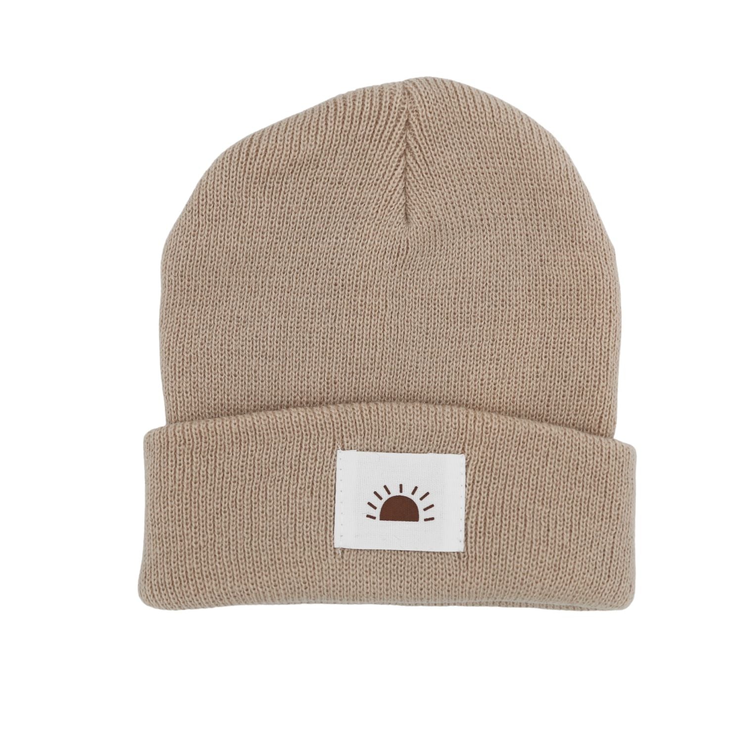 The Baby Cubby Sun Patch Knitted Beanie - Taupe