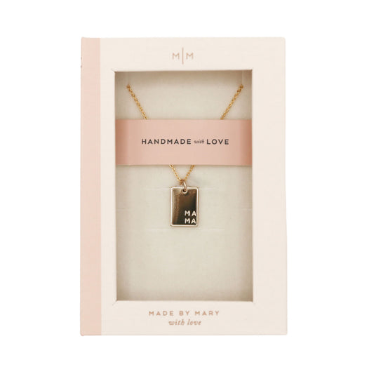 Made by Mary Gold Filled Mini Lennon Rectangle Necklace - "MAMA"