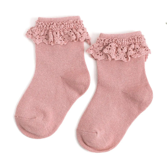 Little Stocking Co Blush Pink Lace Midi Sock