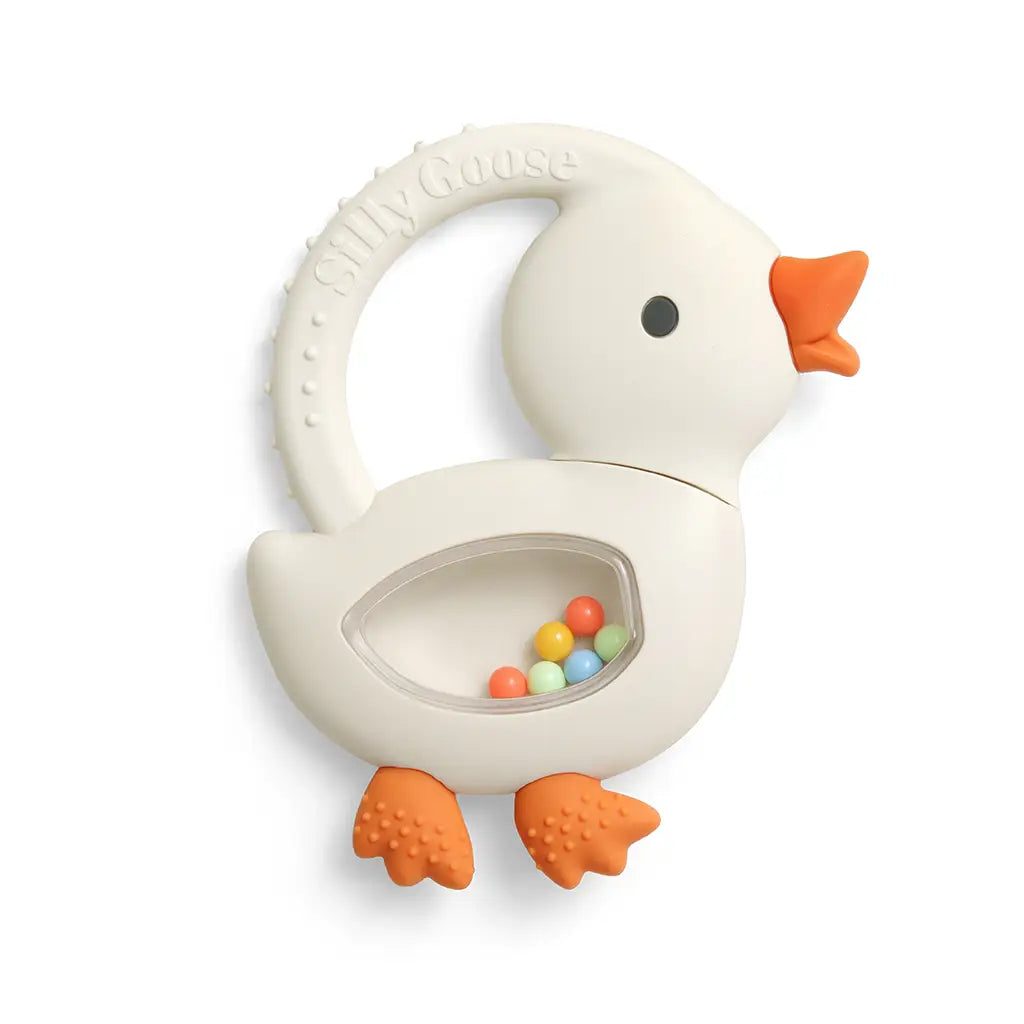 Itzy Ritzy Bitzy Shake Silicone Teether with Rattle - Goose
