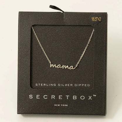 Fame Secret Box Dipped Dainty Mama Pendant Necklace - 16.5" + 2"