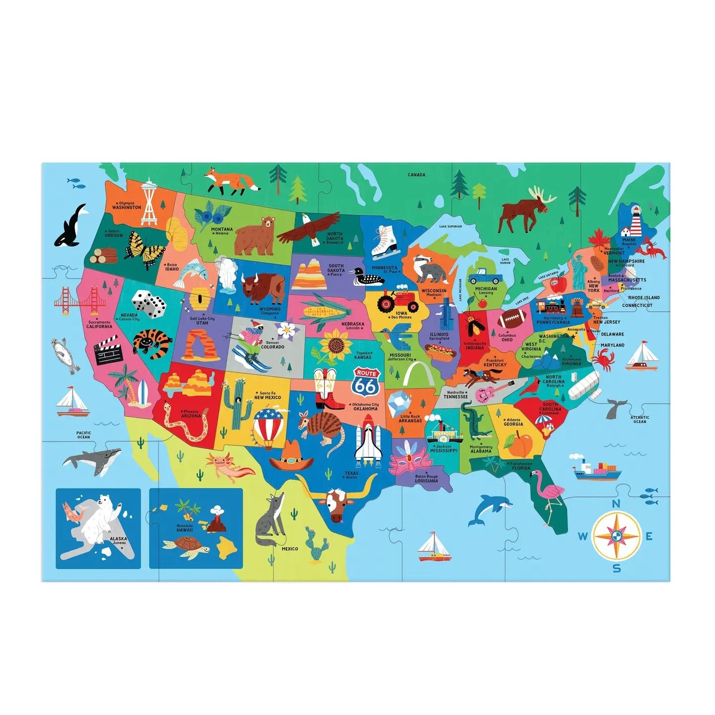 Chronicle Books Map of the U.S.A. 50 Piece Giant Floor Puzzle