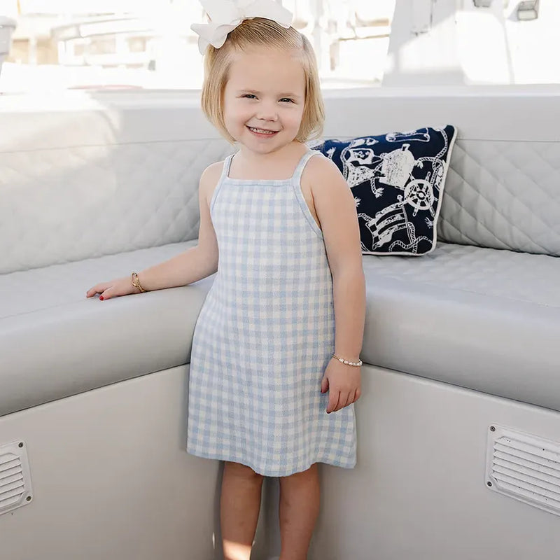 infant blue gingham dress Toddler Girl Gingham Short-Sleeve Dress - Blue