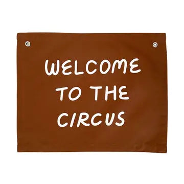 Imani and kids Welcome To The Circus Canvas Banner