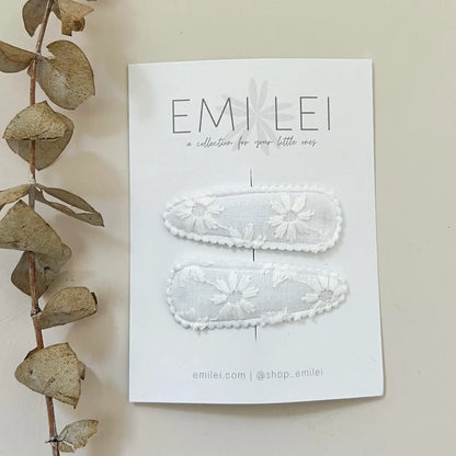 Emi Lei Fabric Hair Clip Snap Barrettes - Set of 2