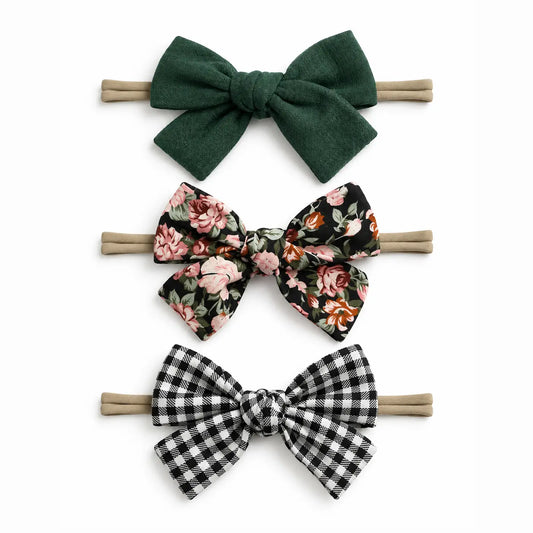 SpearmintLOVE 3-Pack Nylon Bows - Ivy