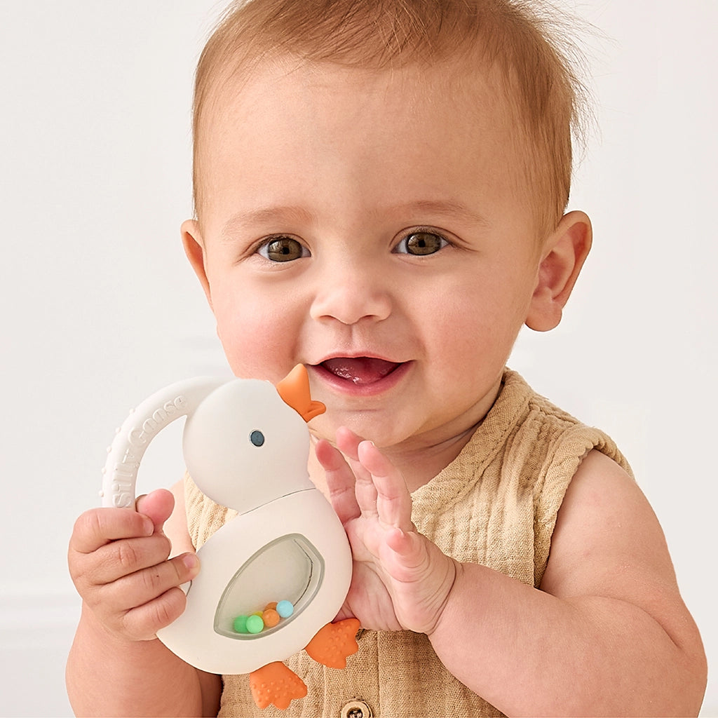 Itzy Ritzy Bitzy Shake Silicone Teether with Rattle - Goose
