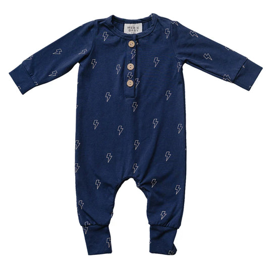 Mebie Baby Lightening Bolt Button Romper