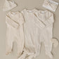Mebie Baby Vanilla Organic Cotton Ribbed Knot Gown