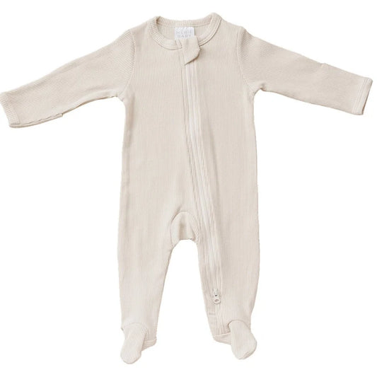 Mebie Baby Vanilla Organic Cotton Ribbed Zipper