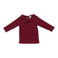 Mebie Baby Burgundy Ribbed Ruffle Long Sleeve Top