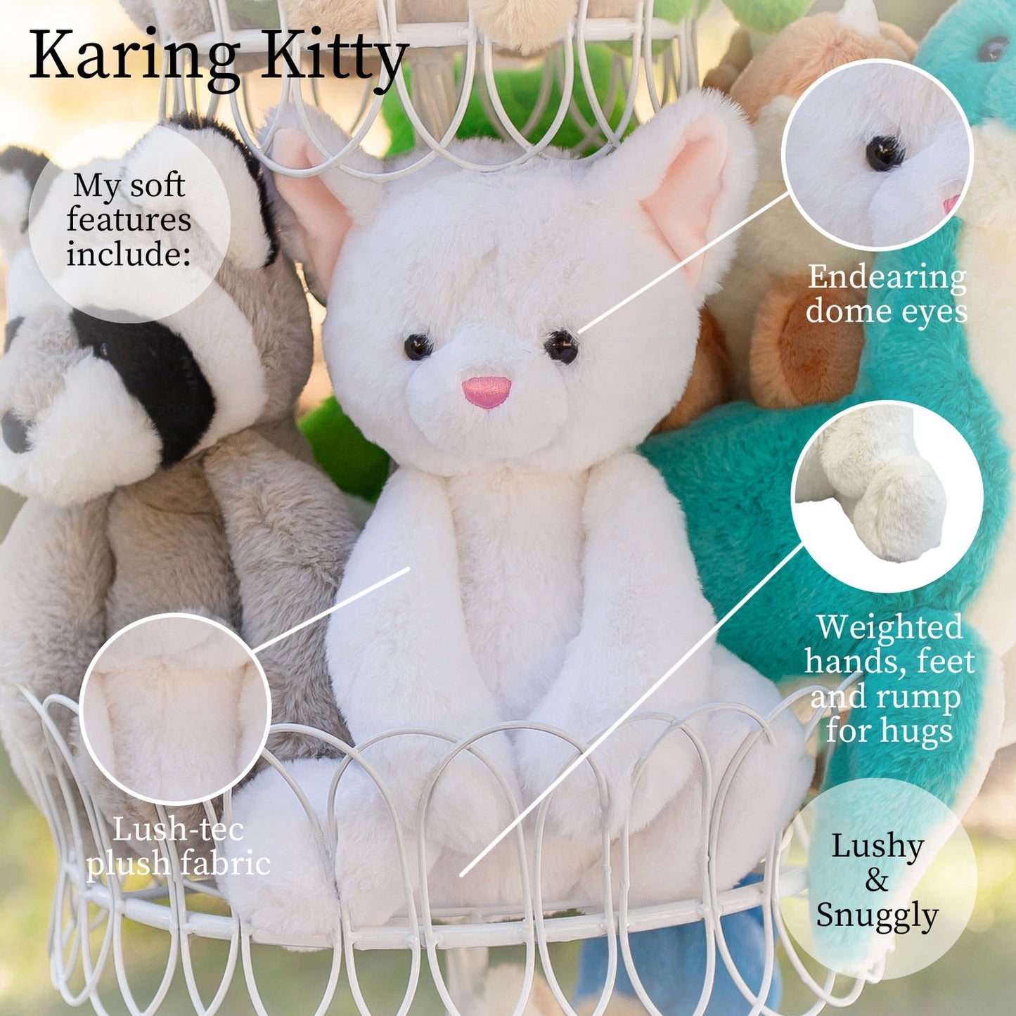 Beverly Hills Teddy Bear Company World's Softest Lushee 16 Inch - Karing Kitty White Plush Toy