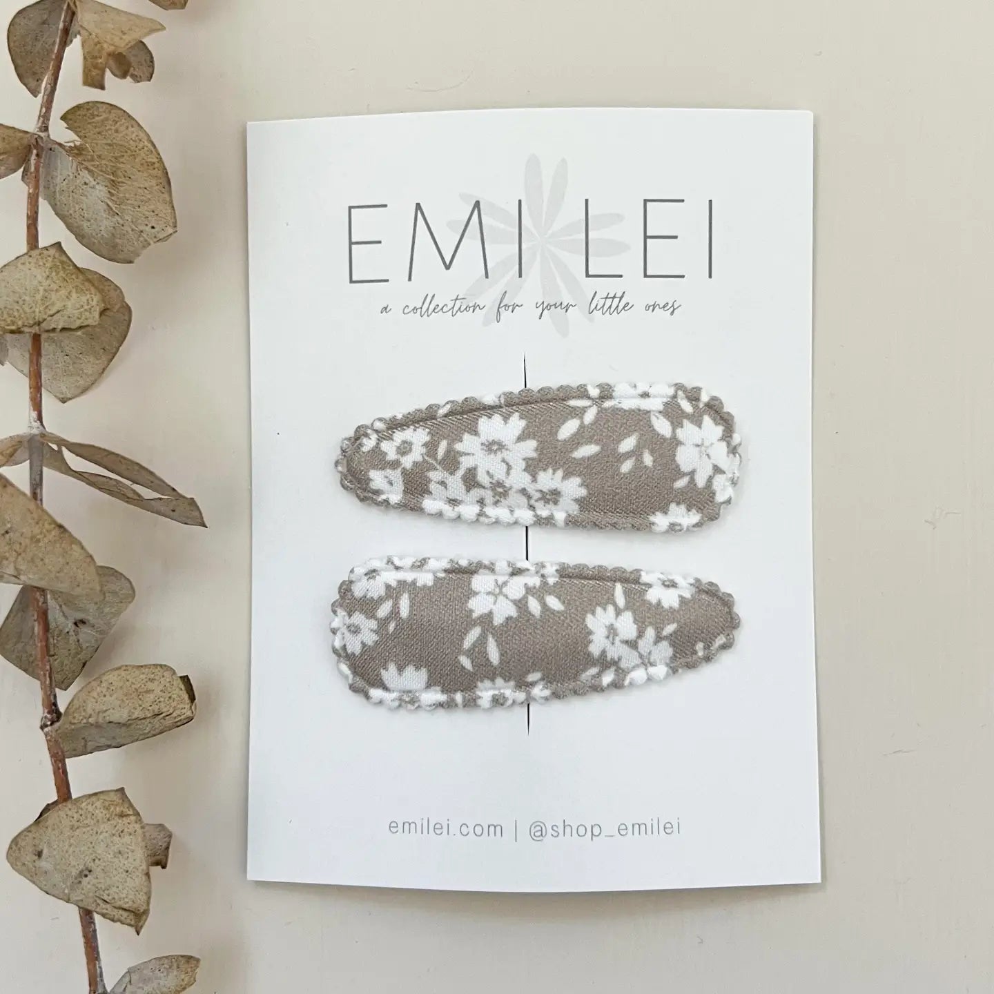 Emi Lei Fabric Hair Clip Snap Barrettes - Set of 2