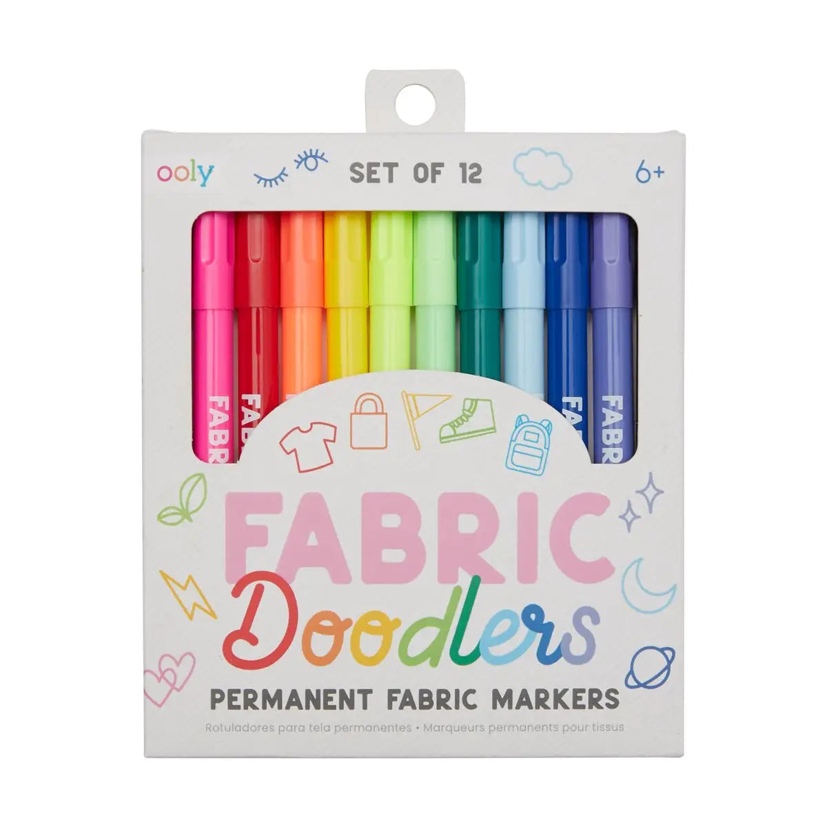 ooly Fabric Doodlers: Permanent Fabric Markers (Set of 12)