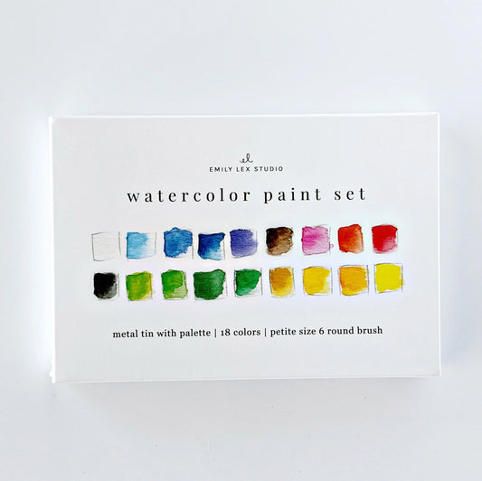 Emily Lex Studio Watercolor Paint Set 18 Colors with Brush