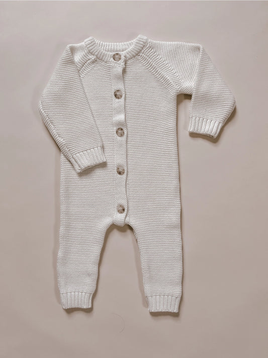 Luna and Luca Classic Purl Knit Jumpsuit - White