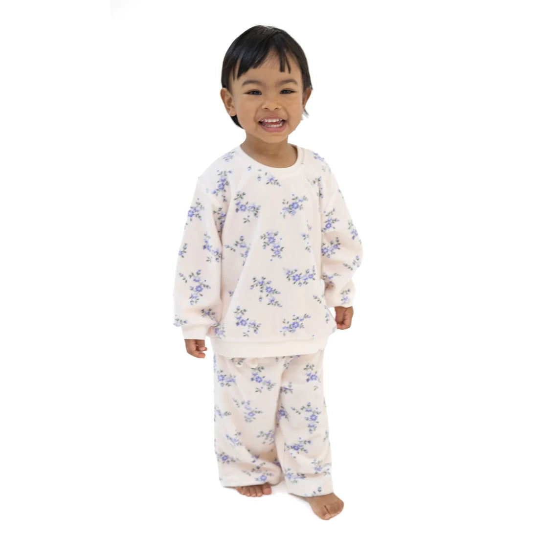 Angel Dear Sweet Hanna Floral Velour - Oversized Sweatshirt and Wide Leg Pant