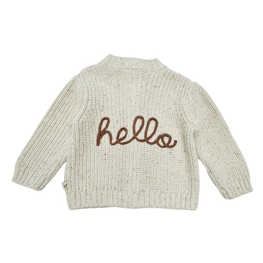 Viverano Organics Hello Wordy Chunky Knit Baby Cardigan Sweater