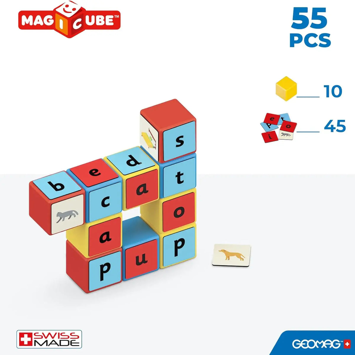 GEOMAGWORLD USA Geomag™ Magicube Learning Words 55 Piece Stem Building Set