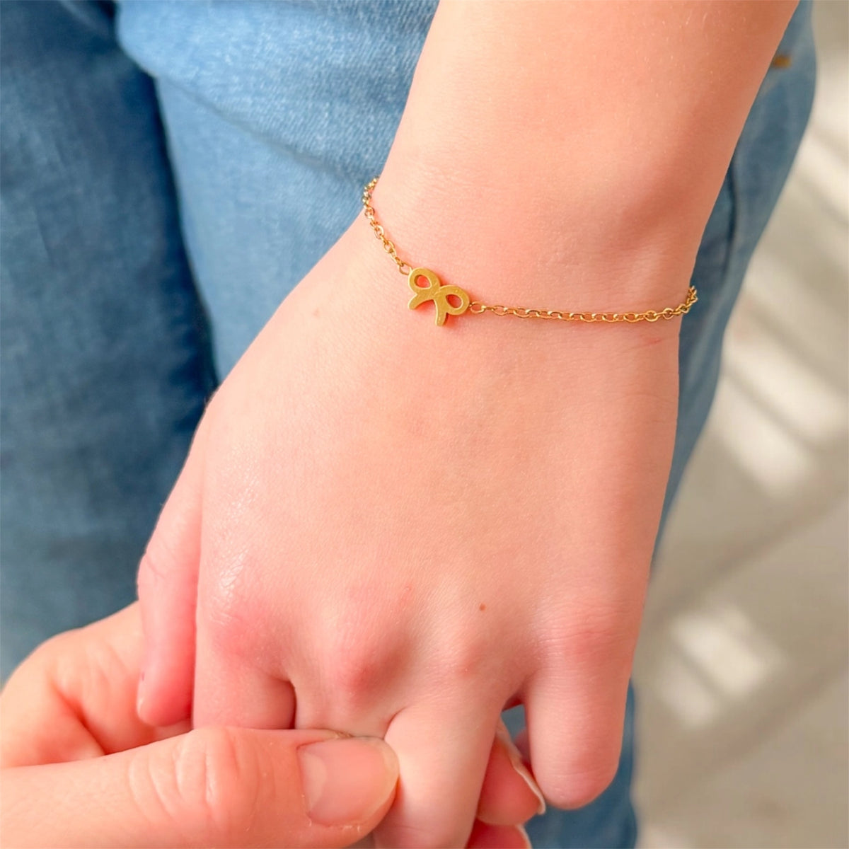 LittleLundsCo Baby and Mom Gold Bow Bracelet