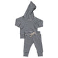 Mebie Baby Charcoal Stripe Ribbed Hooded Set