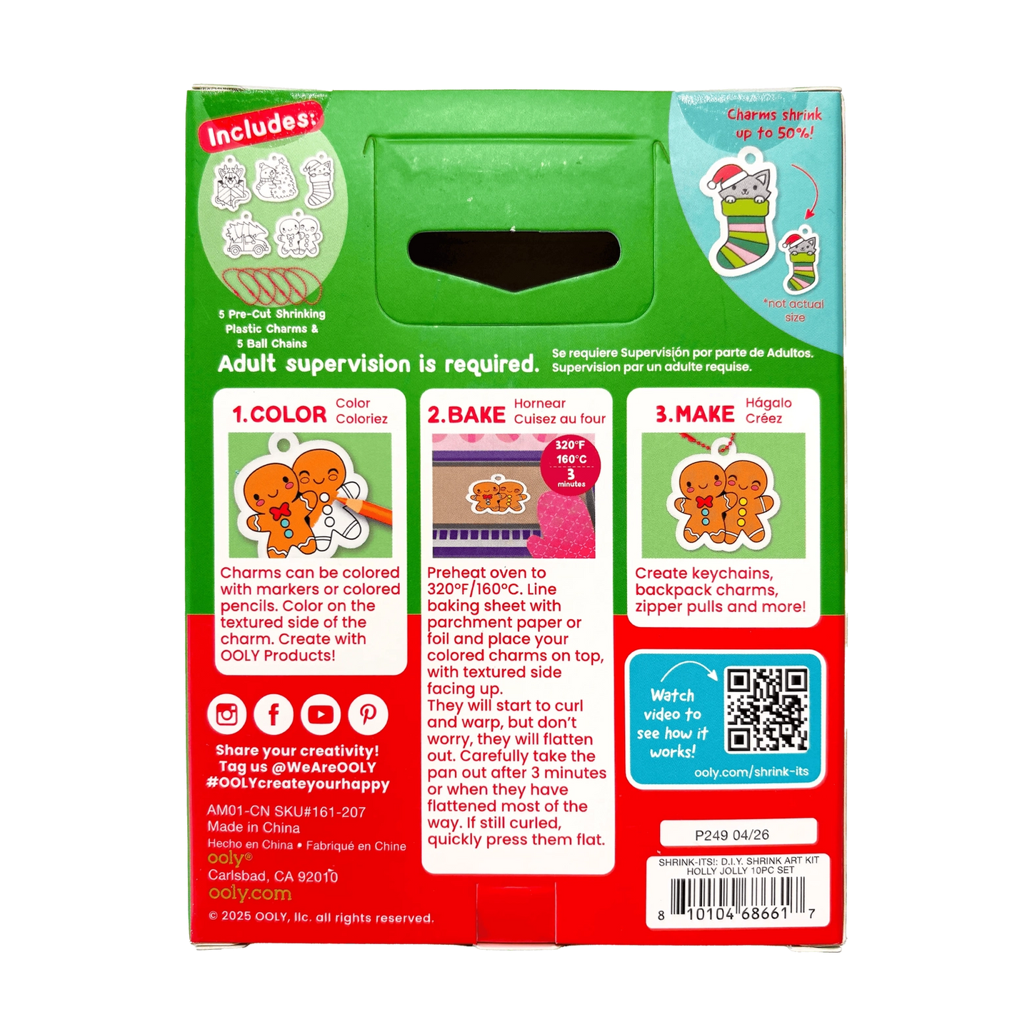 OOLY Mini Shrink-Its! Diy Shrink Art Kit - Holly Jolly