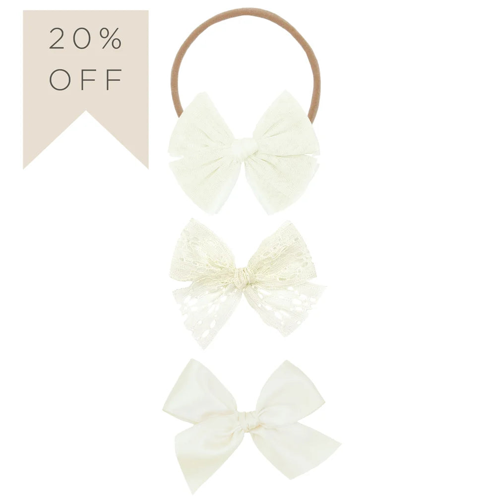 Lou Lou and Company Bow 3 Pack: Cream Headbands