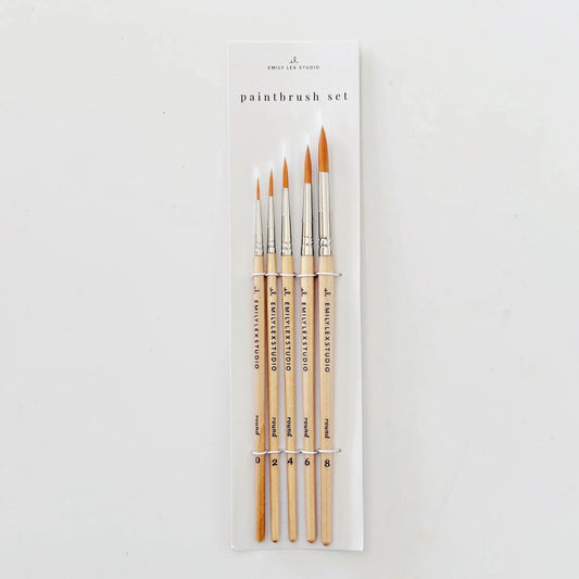 Emily Lex Studio Watercolor Paintbrush Set Of Five Wood Brushes