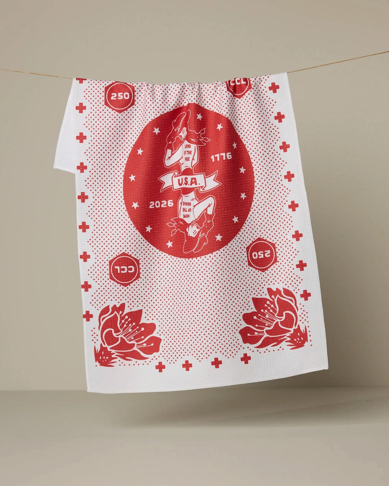 Geometry USA Cowgirl Red Tea Towel
