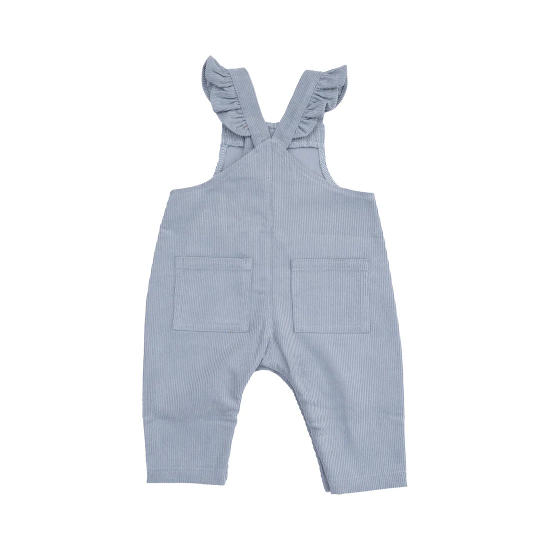 Angel Dear Corduroy Front Snap Ruffle Overall - Quarry