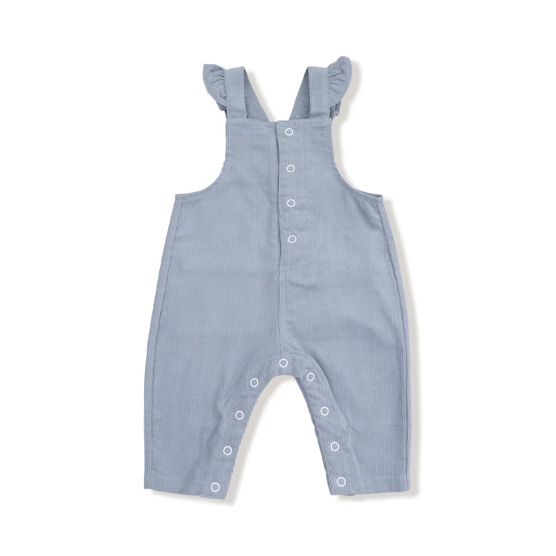 Angel Dear Corduroy Front Snap Ruffle Overall - Quarry