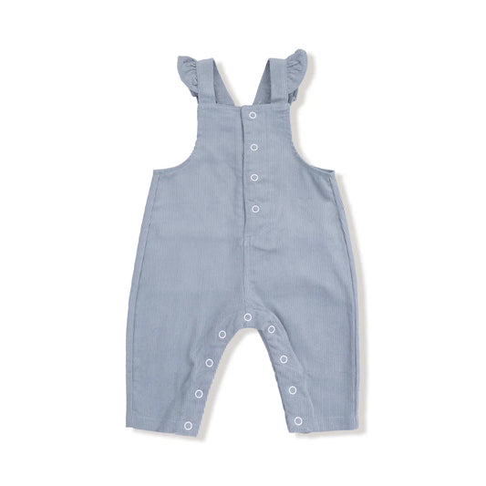 Angel Dear Corduroy Front Snap Ruffle Overall - Quarry