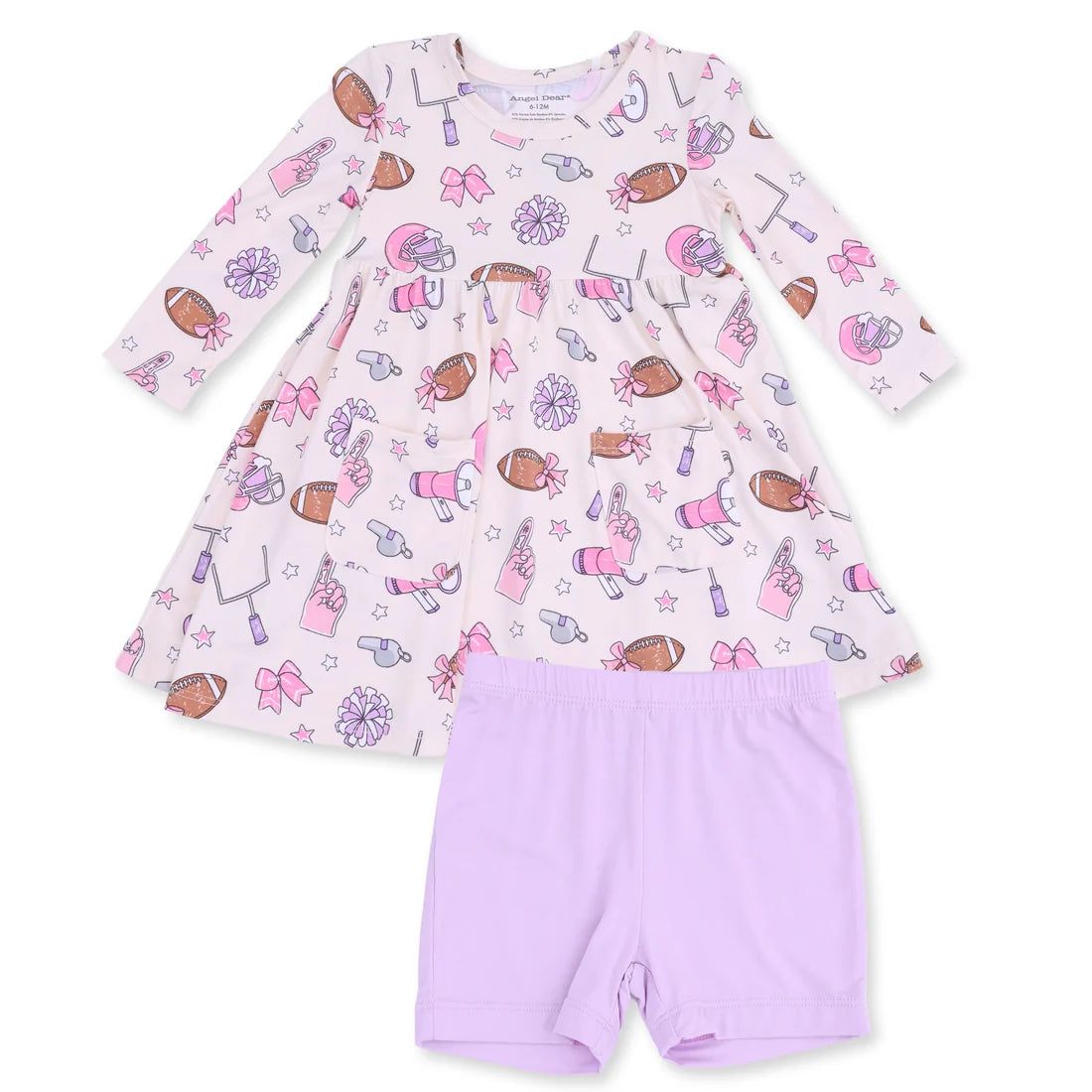 Angel Dear Football Cheer - Twirly Long Sleeve Dress with Bike Short
