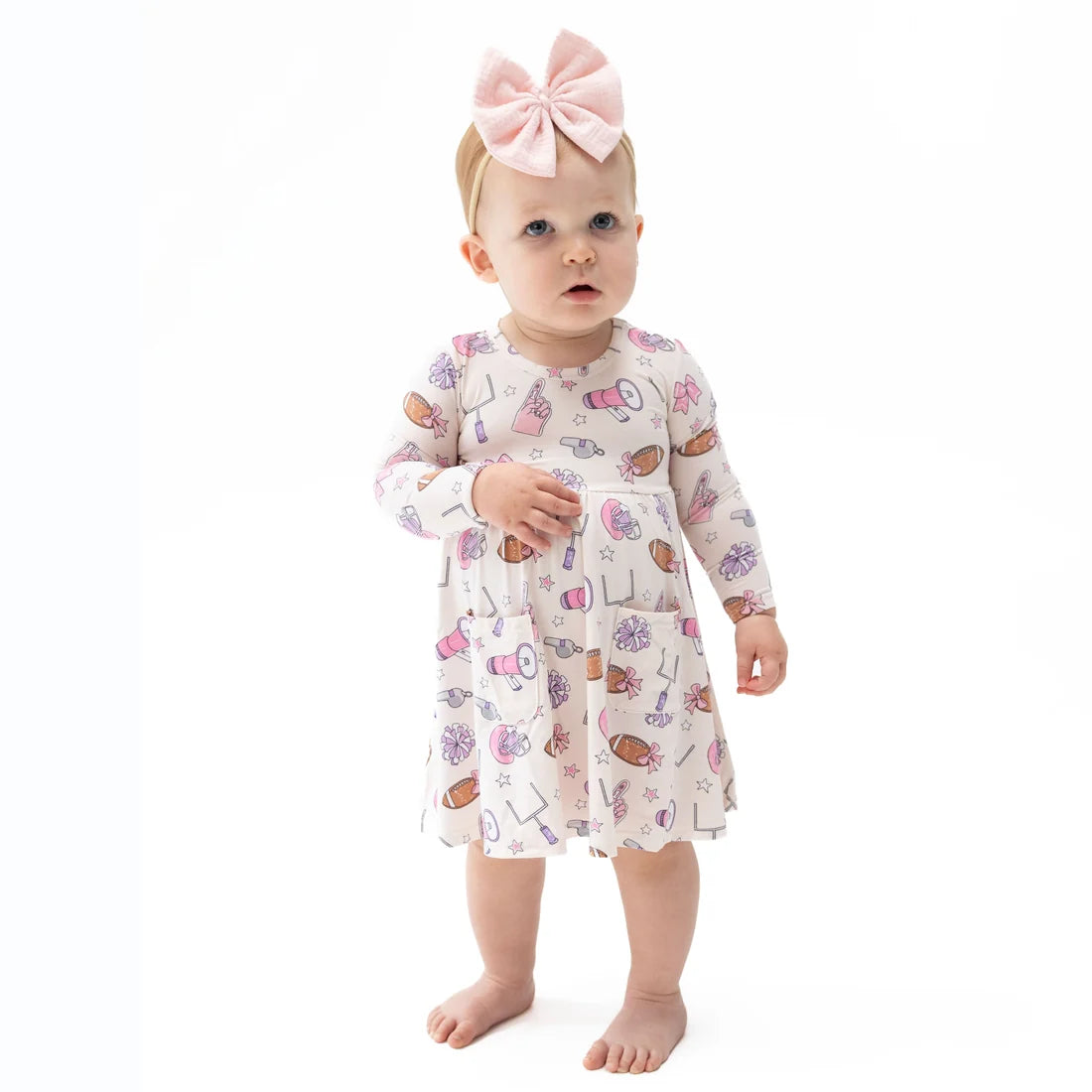Angel Dear Football Cheer - Twirly Long Sleeve Dress with Bike Short