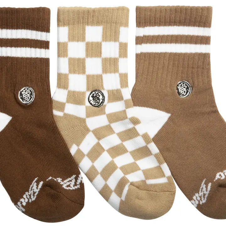 BinkyBro Kids Socks 3 Pack Brownie Checks