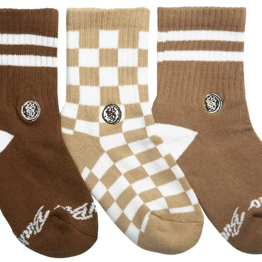 BinkyBro Kids Socks 3 Pack Brownie Checks