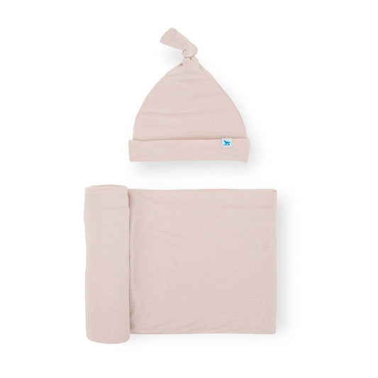 Little Unicorn Stretch Knit Swaddle and Hat Set - Soft Blush