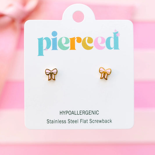Pierced Co Stainless Steal Bow Earrings