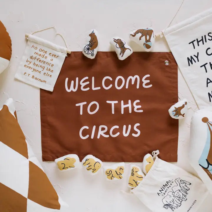 Imani and kids Welcome To The Circus Canvas Banner