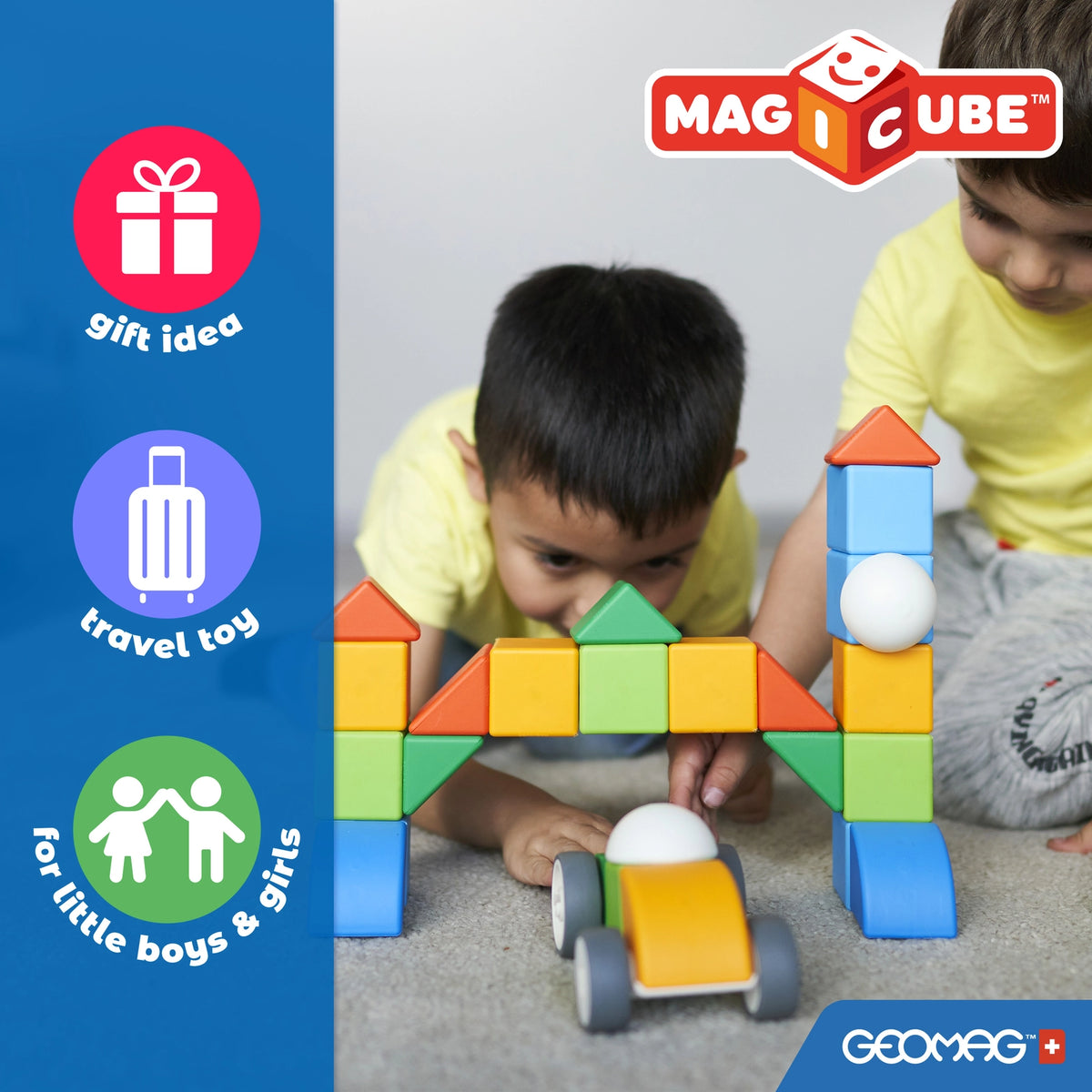 GEOMAGWORLD USA Geomag™ Magicube Safari Stacking – 10 Piece Magnetic Blocks