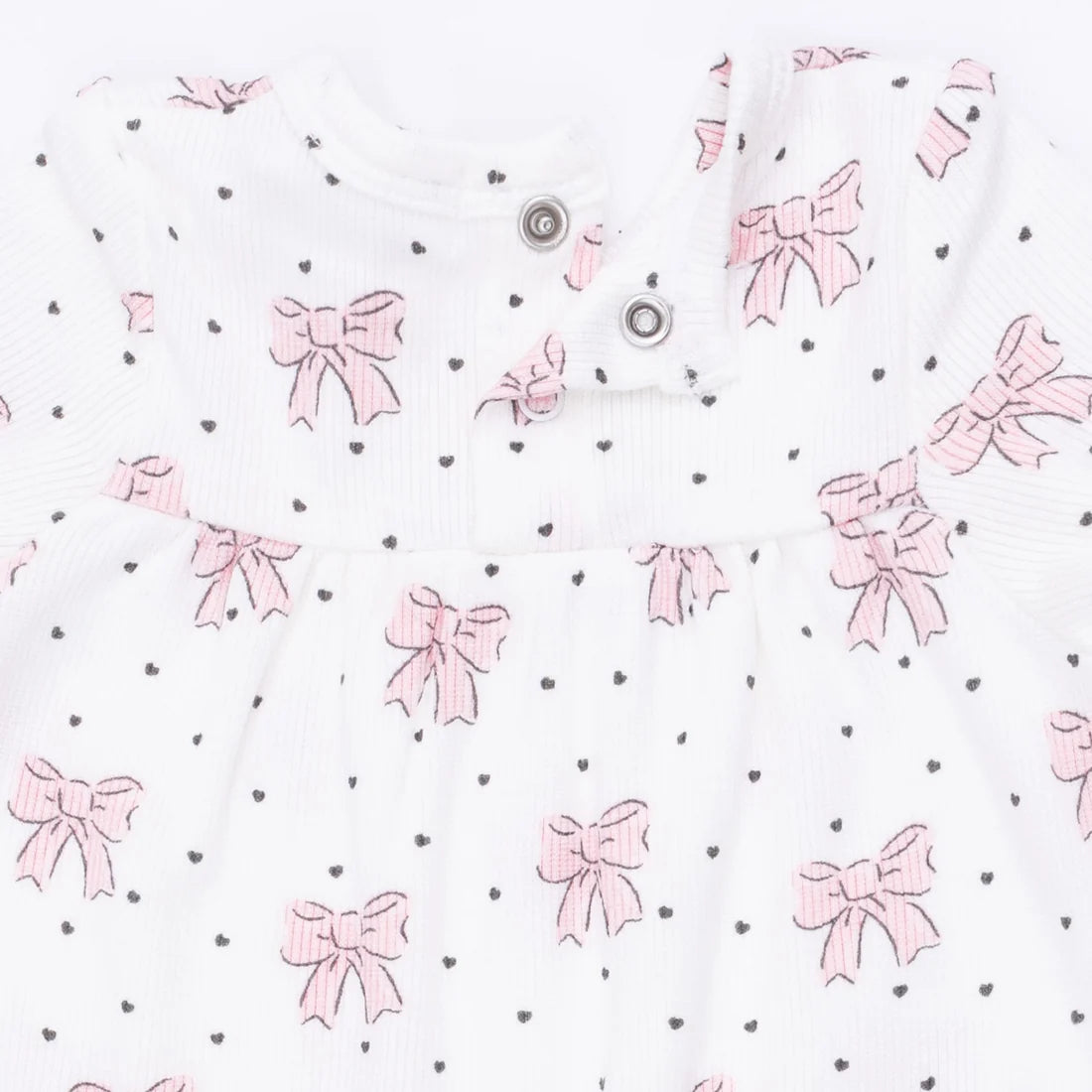 Angel Dear Bows and Hearts - Cuffed Sleeve Romper