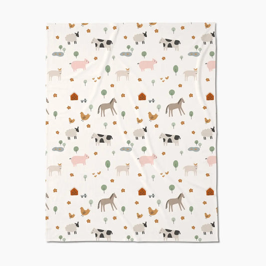 Geometry Baby Butter Blanket - Light Farm Animals