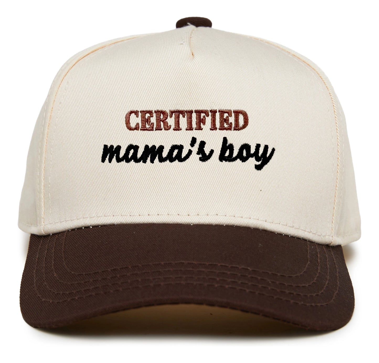 Funky Junque Two Tone Cap Certified Mamas Boy - Brown/beige