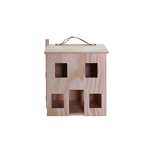 Creative Co-op Wood Folding Doll House with Faux Leather Handle & Metal Latch