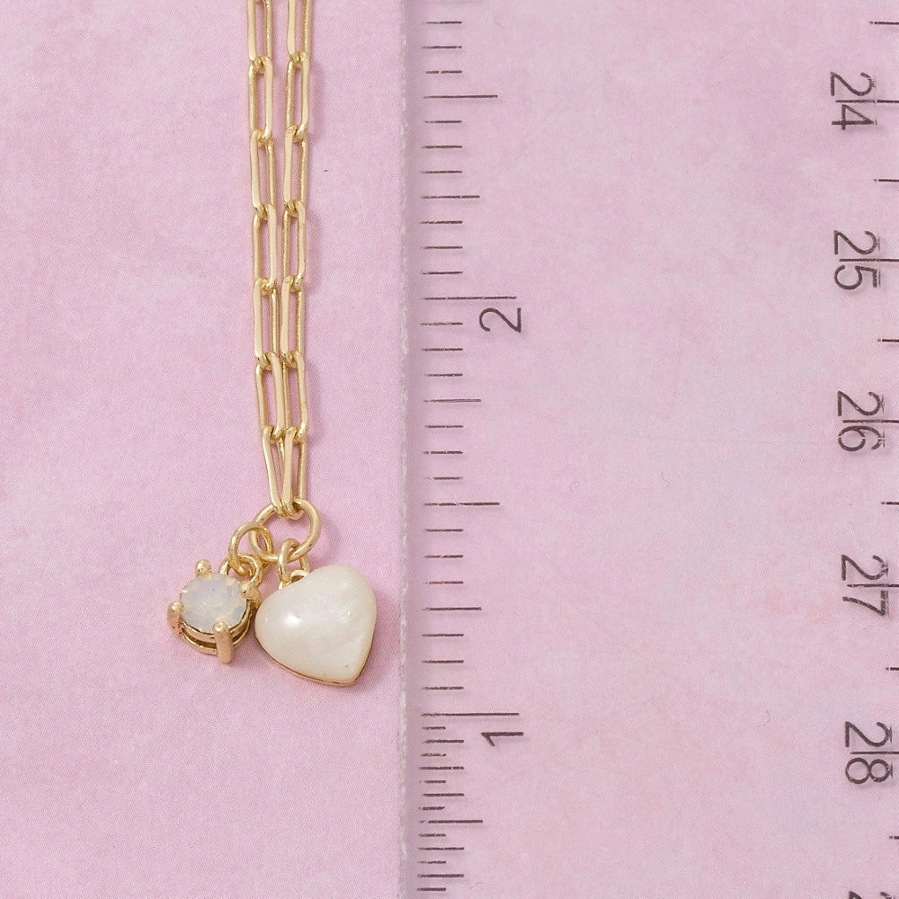 Fame Opal and Stone Heart Chain Necklace
