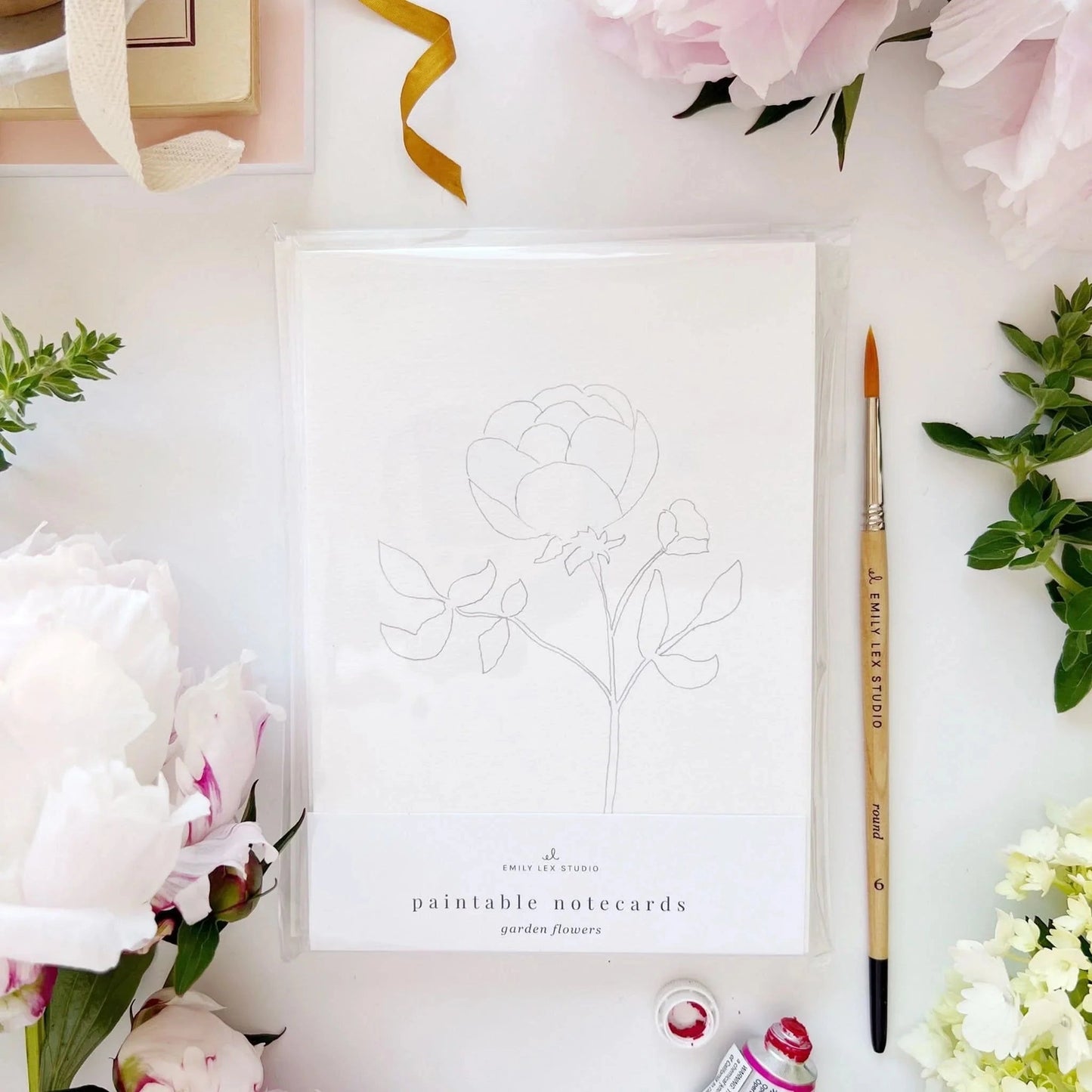 Emily Lex Studio Garden Flowers Paintable Watercolor Notecard Set
