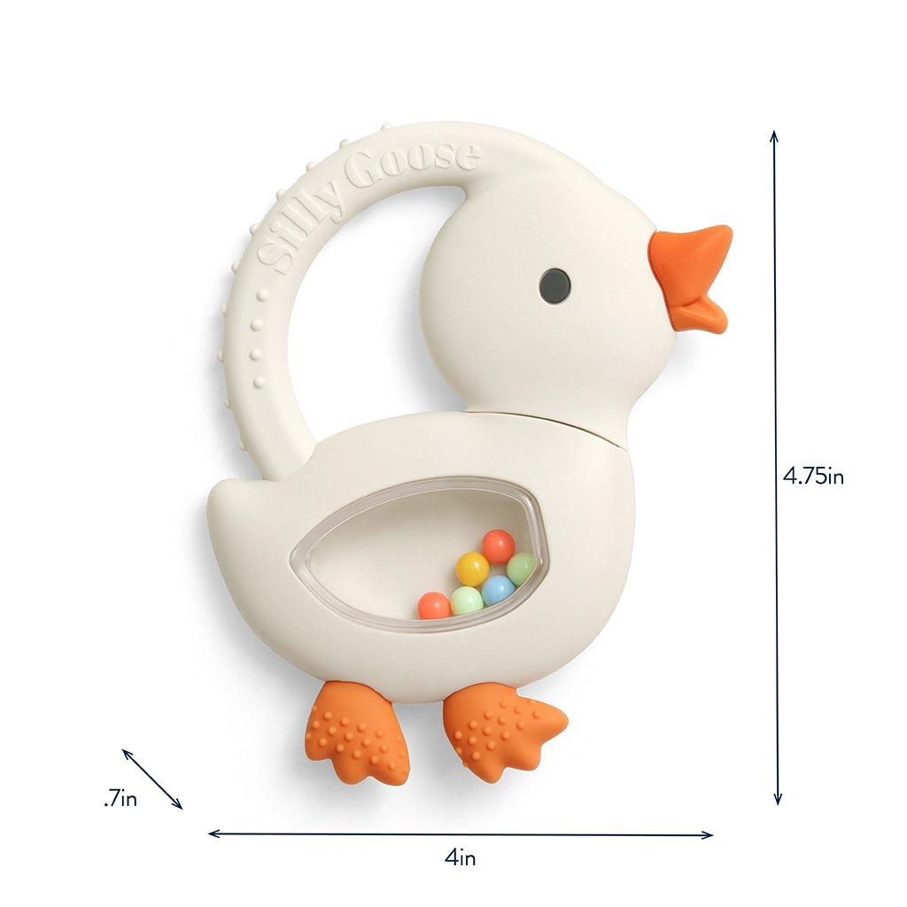 Itzy Ritzy Bitzy Shake Silicone Teether with Rattle - Goose