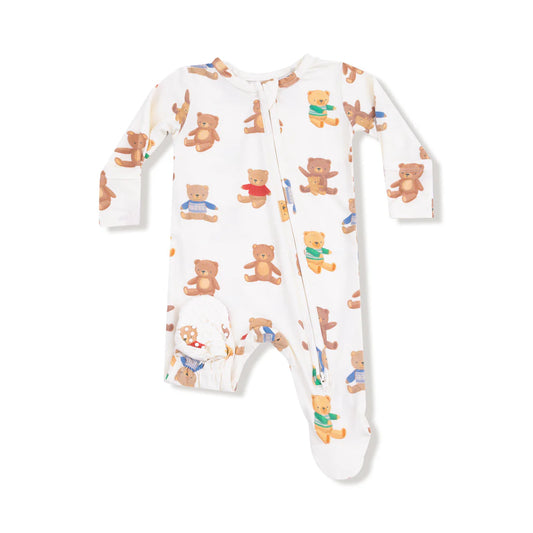 Angel Dear Bamboo 2 Way Zipper Footie - Teddy Bear Collection