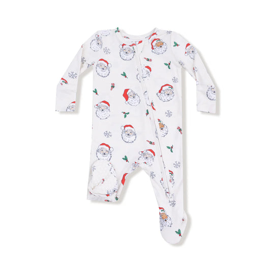 Angel Dear Bamboo 2 Way Zipper Footie - Vintage Santas